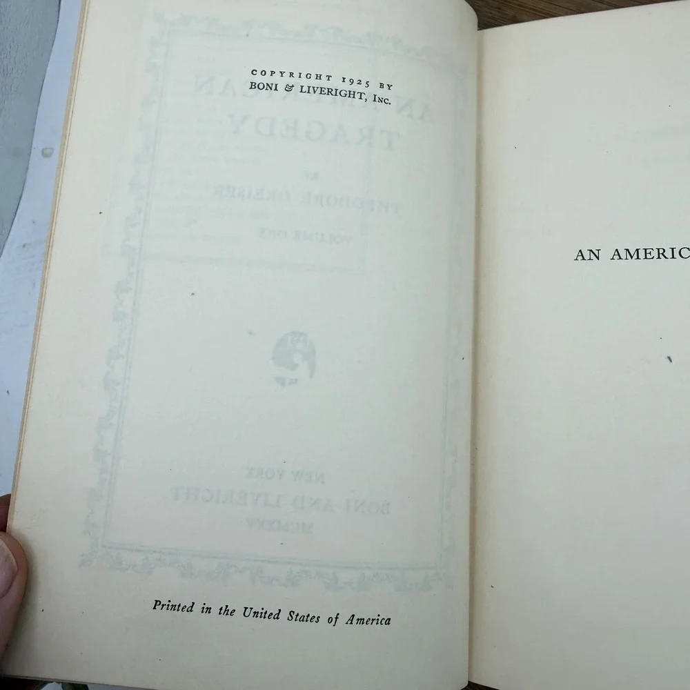 1925 An American Tragedy Theodore Dreiser 1st Edition 1st Printing 2 Vol Set
